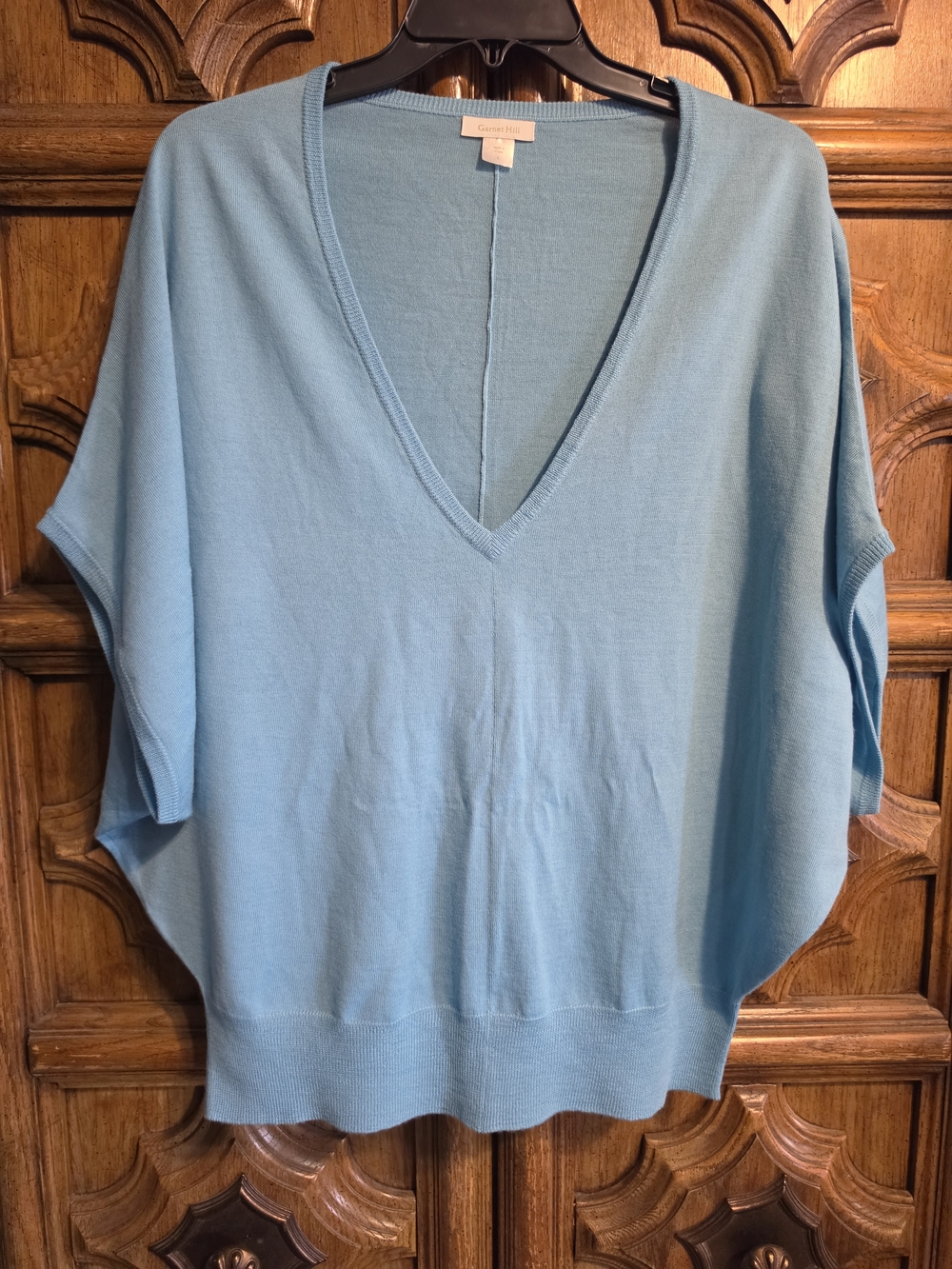 Garnet Hill Light Blue V-Neck Dolman Sweater